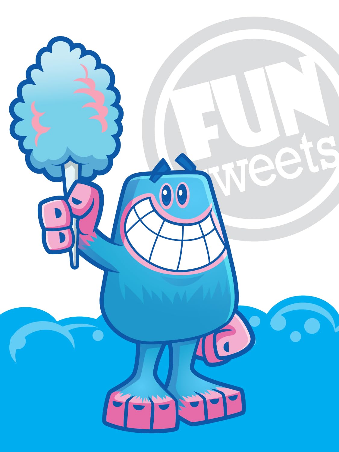 Fun Sweets Cotton Candy 12-Pack - Blue Raspberry and Cherry Swirl 1.5 oz Tub Resealable - Individual Cotton Candy Tubs Great for