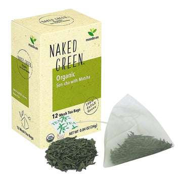 MAEDA-EN NAKED GREEN Organic Sen-cha with Matcha 12 Tea Bags Hot or Cold Drink Green Tea Japanese Origin Individually Wrapped Te