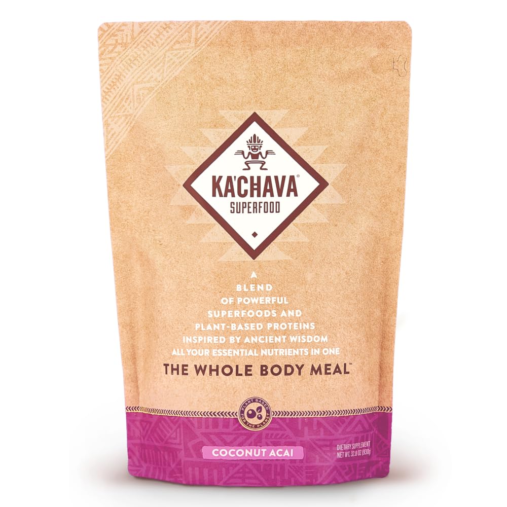 Ka’Chava Whole Body Meal Shake Coconut Acai 2 Lb – Vegan Protein Powder With 85+ Superfoods & Greens – Plant-Based Meal Replacement – Probiotics & Digestive Enzymes – Gluten & Dairy Free (15 Servings)