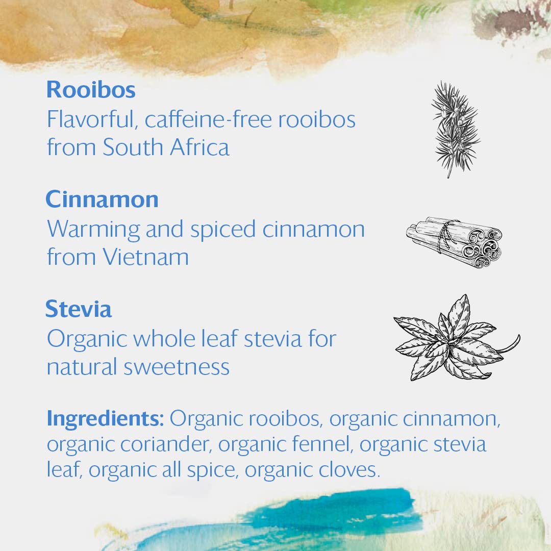 Grace Farms ROOIBOS CHAI Herbal Tea - Organic, Fair Trade, Caffeine Free - 16 Pyramid Sachets