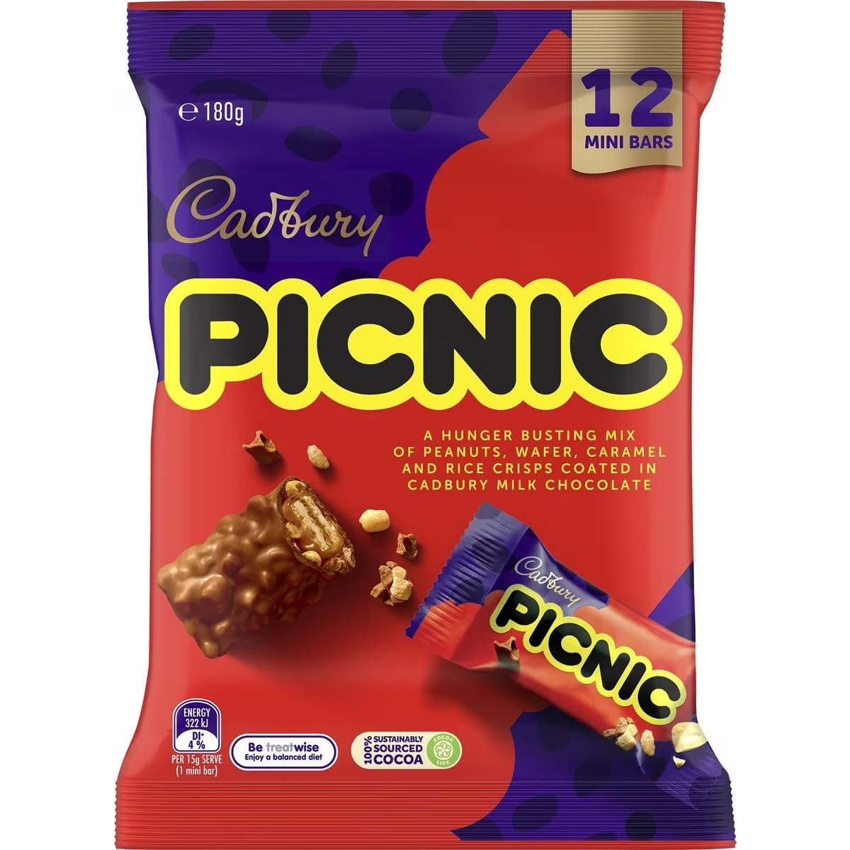 Cadbury Picnic 12 Pack Treat Size (Made In Australia)