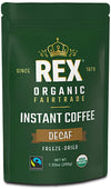 REX COFFEE Organic Fairtrade Decaf Instant Coffee – Naturally Decaffeinated Arabica, 7.05 oz Resealable Pouch