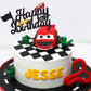 Marwey Race Car Cake Topper - Double-Sided, Paper, 1 Count, Chequered Flag Birthday Party Decorations, Happy Birthday Theme
