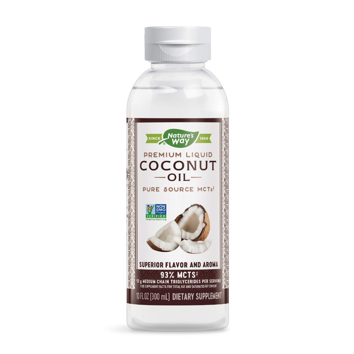 Natures Way Premium Liquid Coconut Oil, Cold Pressed, 10 Fl Oz, Clear, Model 10081