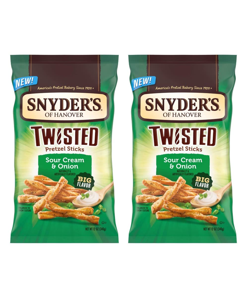 Snyders Sour Cream & Onion Twisted Pretzels, 12 oz (Pack of 2)