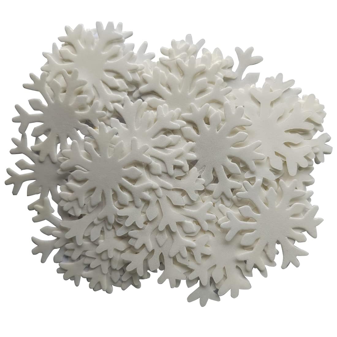 Homankit 50Pcs White Edible Cake Cupcake Toppers Snowflakes Christmas Winter Frozen Party Decoration