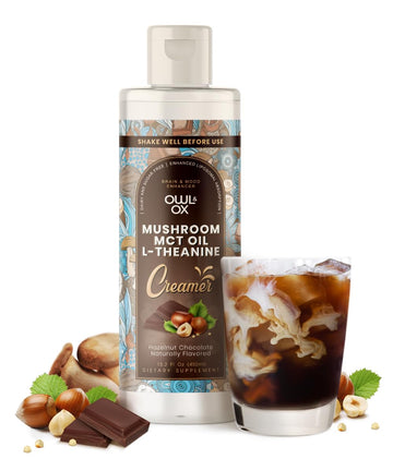 Mushroom Coffee Creamer With Mct Oil By Owl & Ox | L Theanine, Nootropic Superfood Blend, Vegan, Sugar Free, Dairy Free, Adaptog