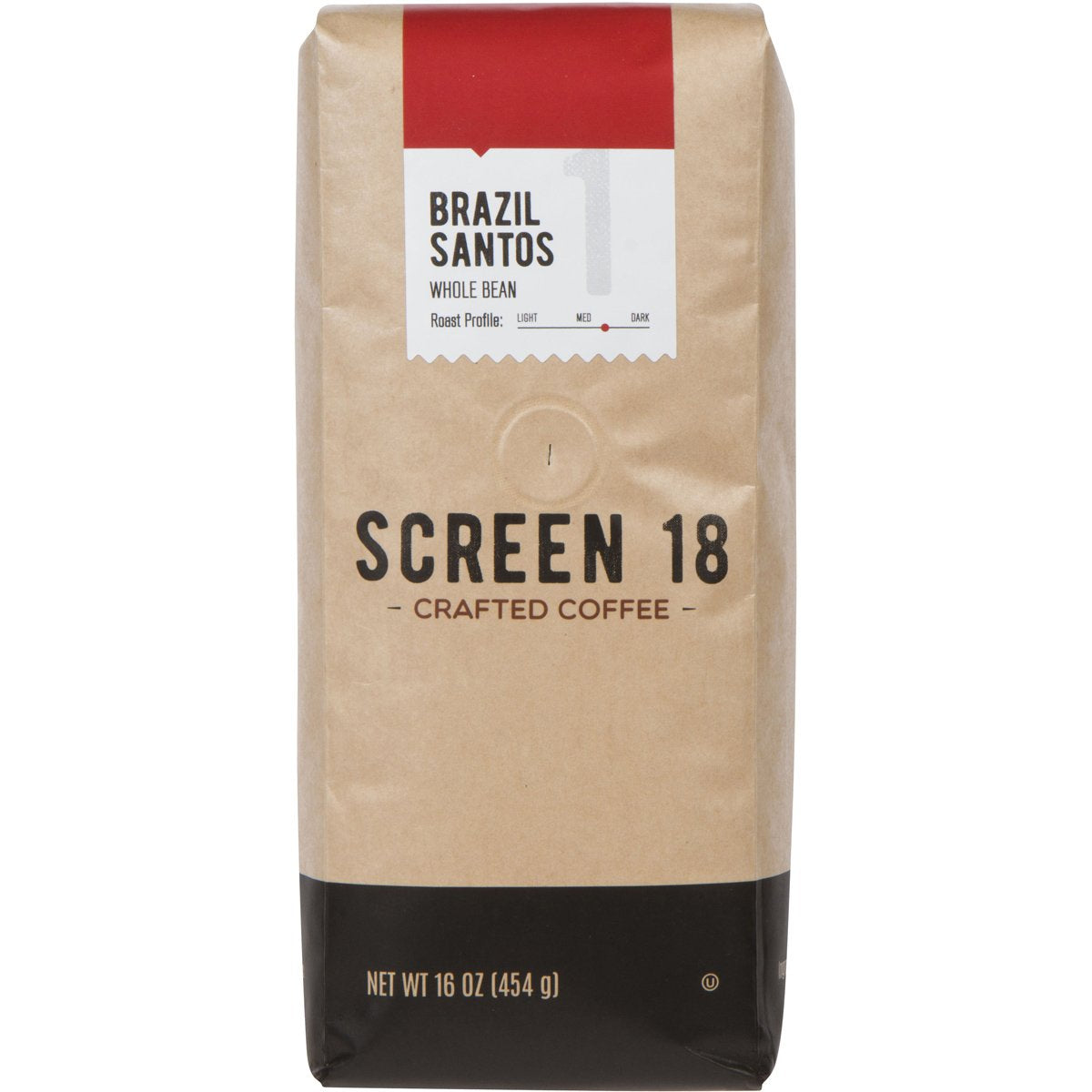 SCREEN 18 CRAFTED COFFEE Premium Brazilian Whole Bean Coffee, Medium Dark Roast, 16 Ounce
