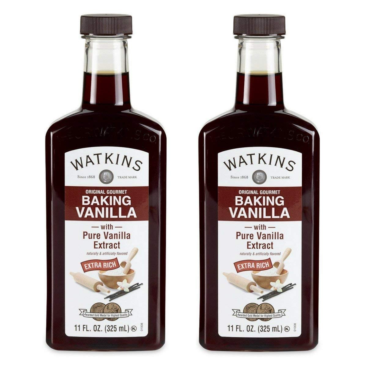 Watkins Baking Vanilla Extract, 11 Fl Oz (Pack of 2), Brown, Model 818570001736