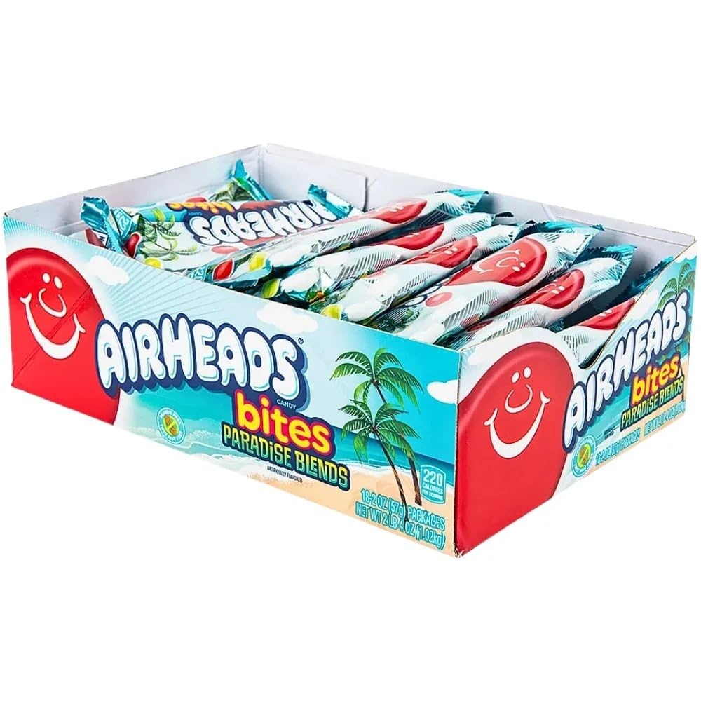 Airheads Candy Bites, Paradise Blends Flavor, Non Melting, Party, Concessions, Office, 2 Ounce (Pack of 18)