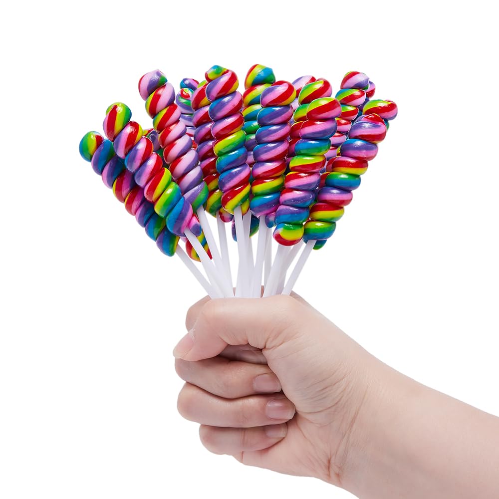 Rainbow Lollipops - Twisty Lollipop Individually Wrapped - Bulk Candy For Birthday Party - Twist Suckers & Lollipops For Party F