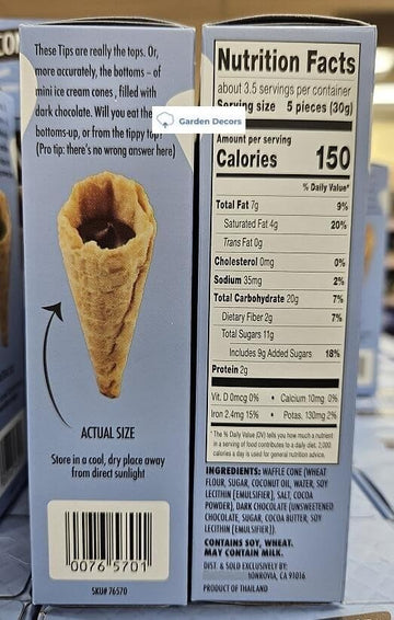 Trader Joes Hold The Cone Tips Waffle Cone Tips Filled With Dark Chocolate 3.53Oz 100G (Two Boxes)