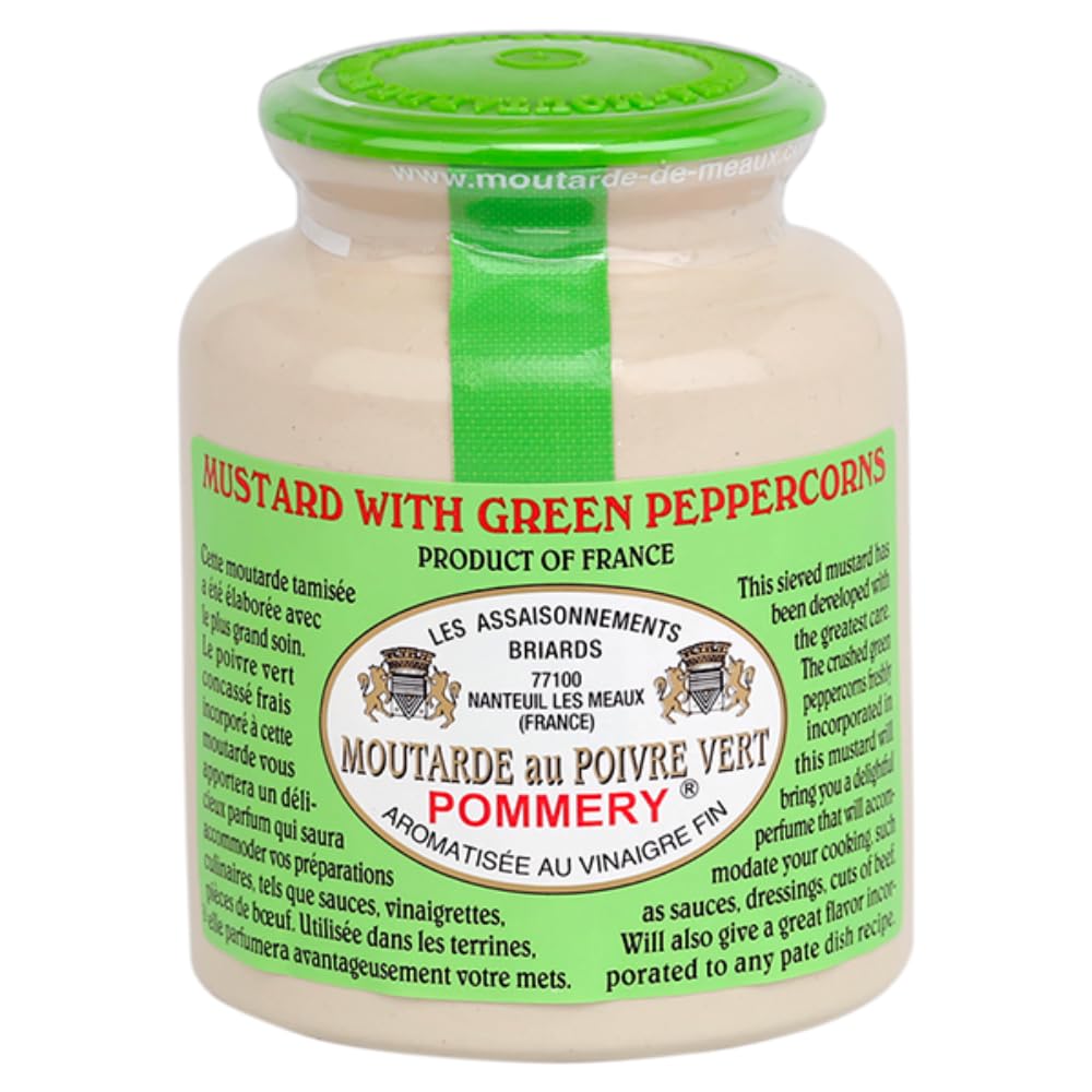Pommery - Gourmet Green Peppercorn Mustard From France In Crock 8.8Oz