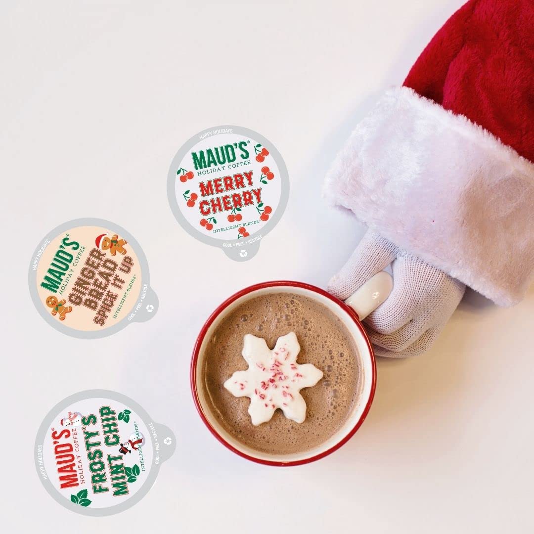Mauds Holiday Flavored Coffee Pods Variety Pack  42 ct | 6 Assorted Blends | 100% Arabica Flavored Coffee | Solar Energy Produced Recyclable Single Serve Pods Compatible with Keurig K-Cup malt-inspired