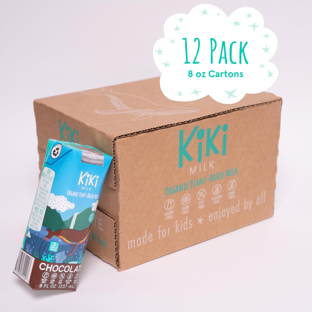 Chocolate Kiki Milk, Organic, Plant Based, Gum Free, GMO Free, Dairy Free, Soy Free, Gluten Free, Glyphosate Free (8 oz  Pack of