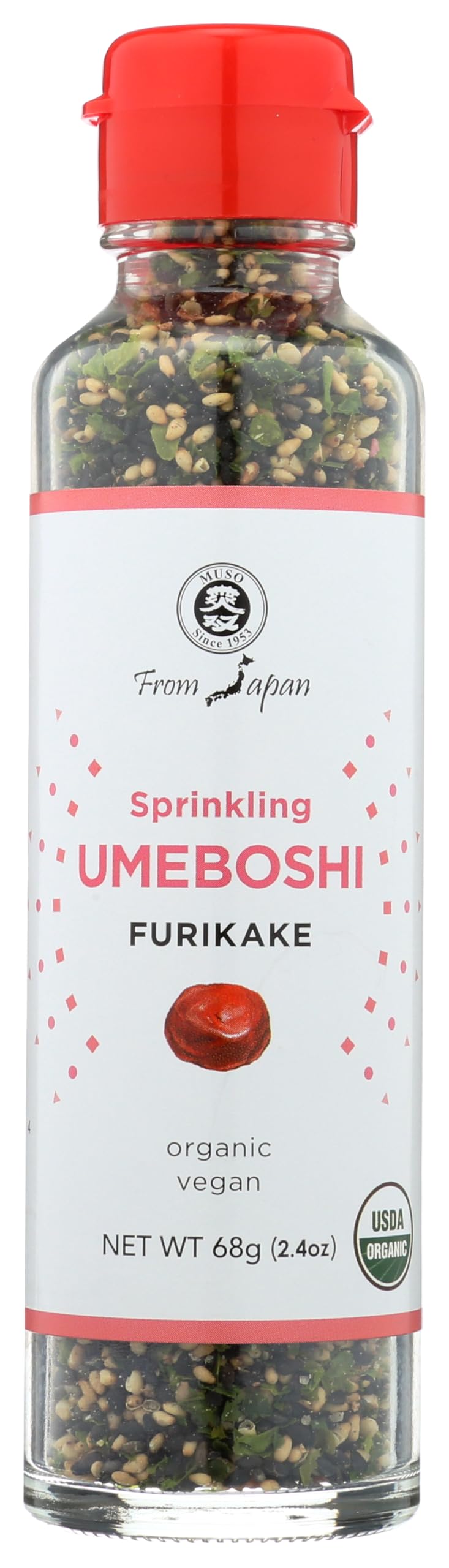 Muso From Japan Sprinkling Umeboshi Furikake, No Additives, Vegan Friendly, Usda Certified Organic, 2.4 Ounce (Pack Of 6)