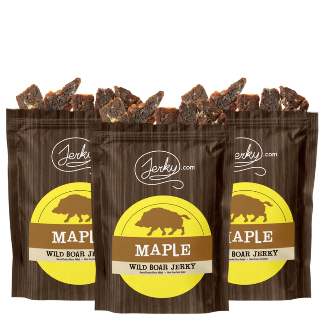 Jerky.com Exotic Maple Wild Boar Jerky - High-Protein, All-Natural Snack - 1.75 oz. (Pack of 3)