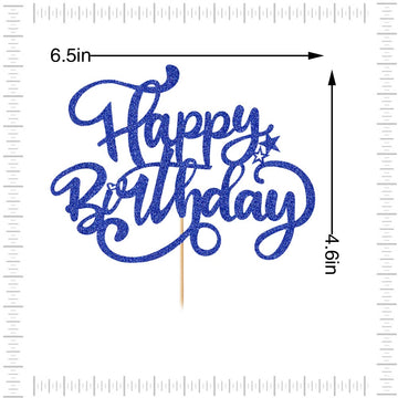 Crseniny Happy Birthday Cake Topper,Royal Blue Glitter Birthday Sign Cake Decorations,Anniversary Party/Birthday Party Decoratio