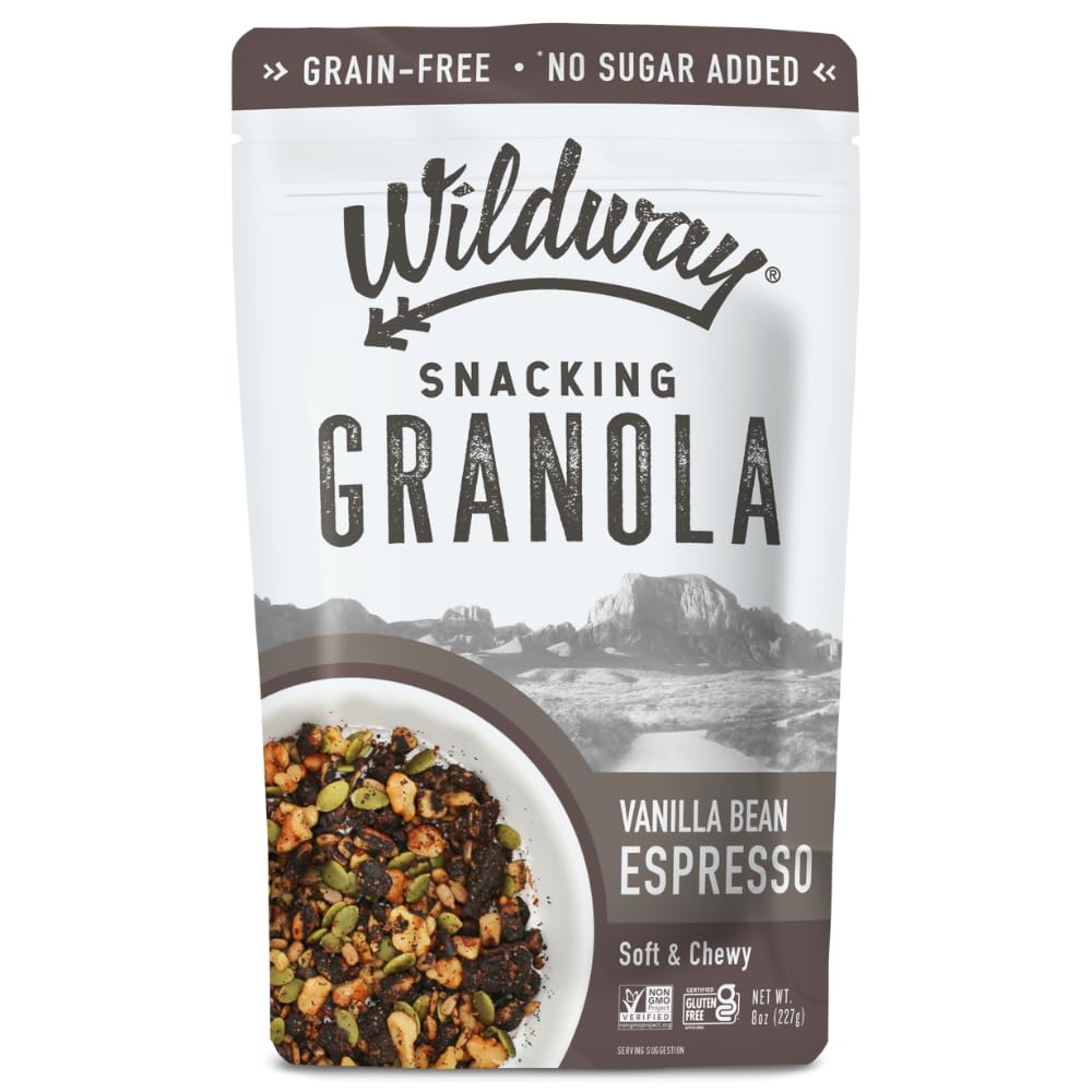 Wildway Keto Granola, Vanilla Bean Espresso, Grain-Free, Vegan, Low Carb, 8oz, Pack of 3