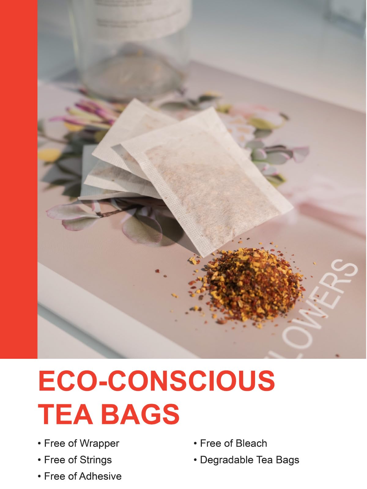 TeeLux Rose Hips Tea Bags, Premium Herbal Tea, Caffeine-free, Fruity Flavor, 100 Count
