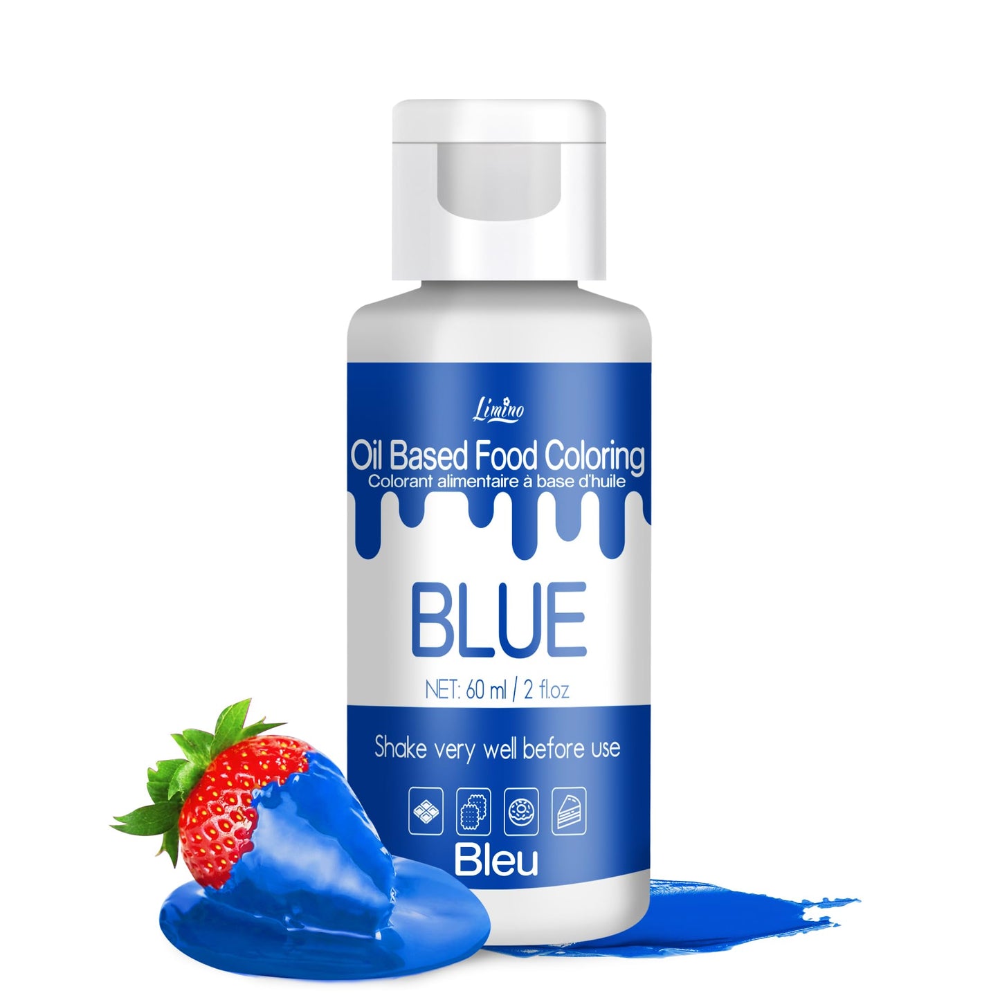 Limino Oil Based Food Coloring Set - Vivid Blue Dye for Candy Melts & Baking - 2 fl. oz (60ml)