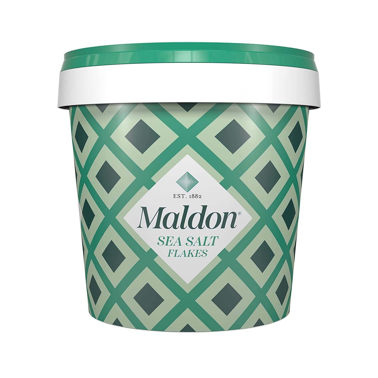 Maldon Salt Company Sea Salt Flakes, Handcrafted Gourmet, 20 oz Resealable Tub, Kosher