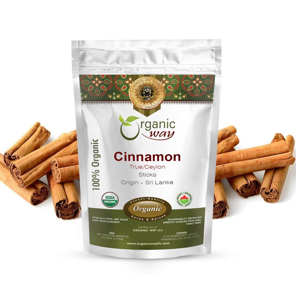 Organic Way True Ceylon Cinnamon Sticks - Organic, Raw, Vegan, Non-GMO, Gluten-Free - 2 Oz - Kosher Certified, USDA Certified
