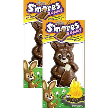 Fruidles Easter S'mores Bunny Solid Big Milk Chocolate, Holiday Treats, Milk Chocolate Flavored with Graham Cracker Bits and Min