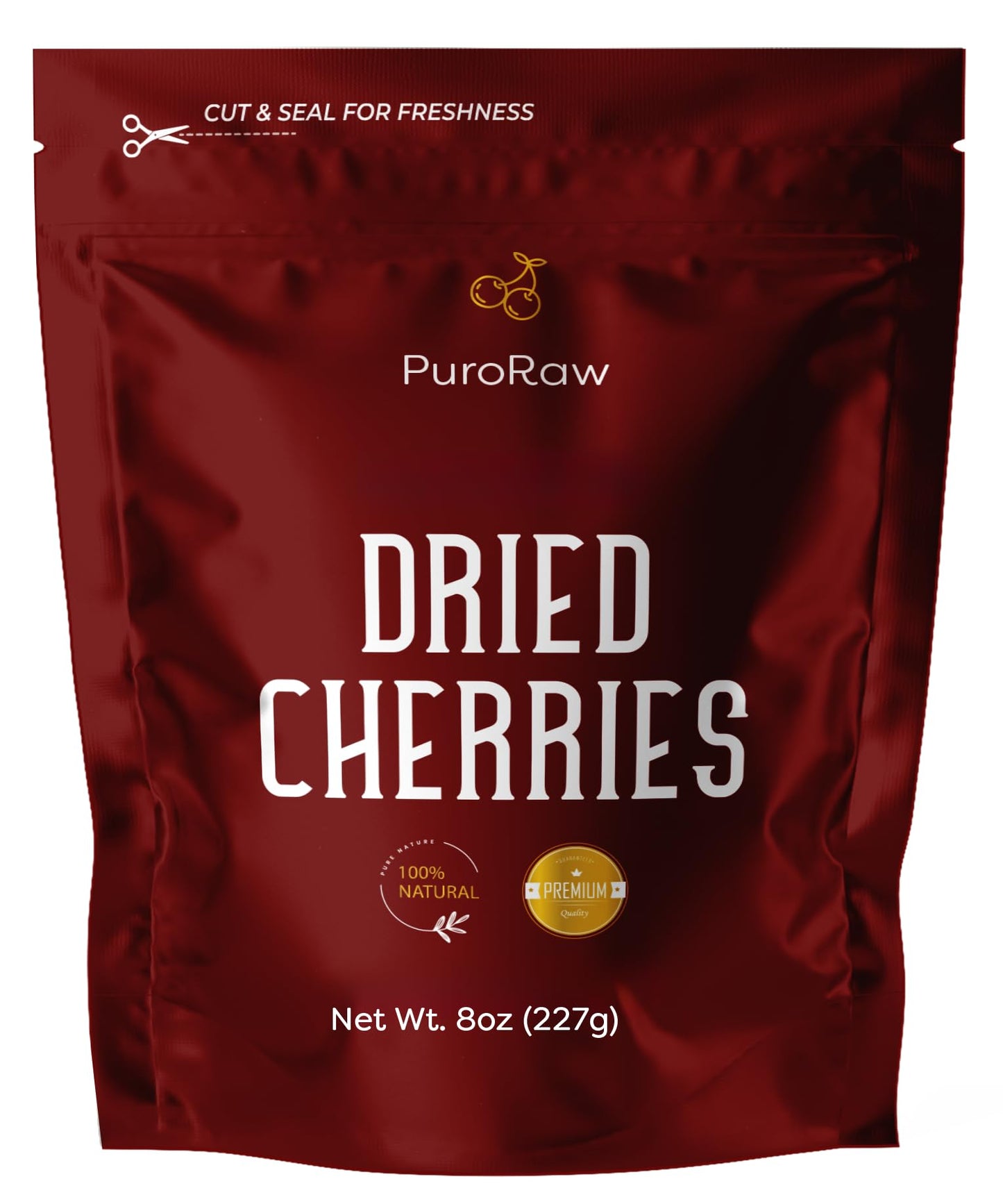 Puroraw Dried Cherries Unsweetened 8Oz, Cherries Fresh, Dried Tart Cherries, Dried Sour Cherries, Montmorency Dried Cherries Bulk, Dried Cherries No Sugar Added, Usa Grown 8Oz