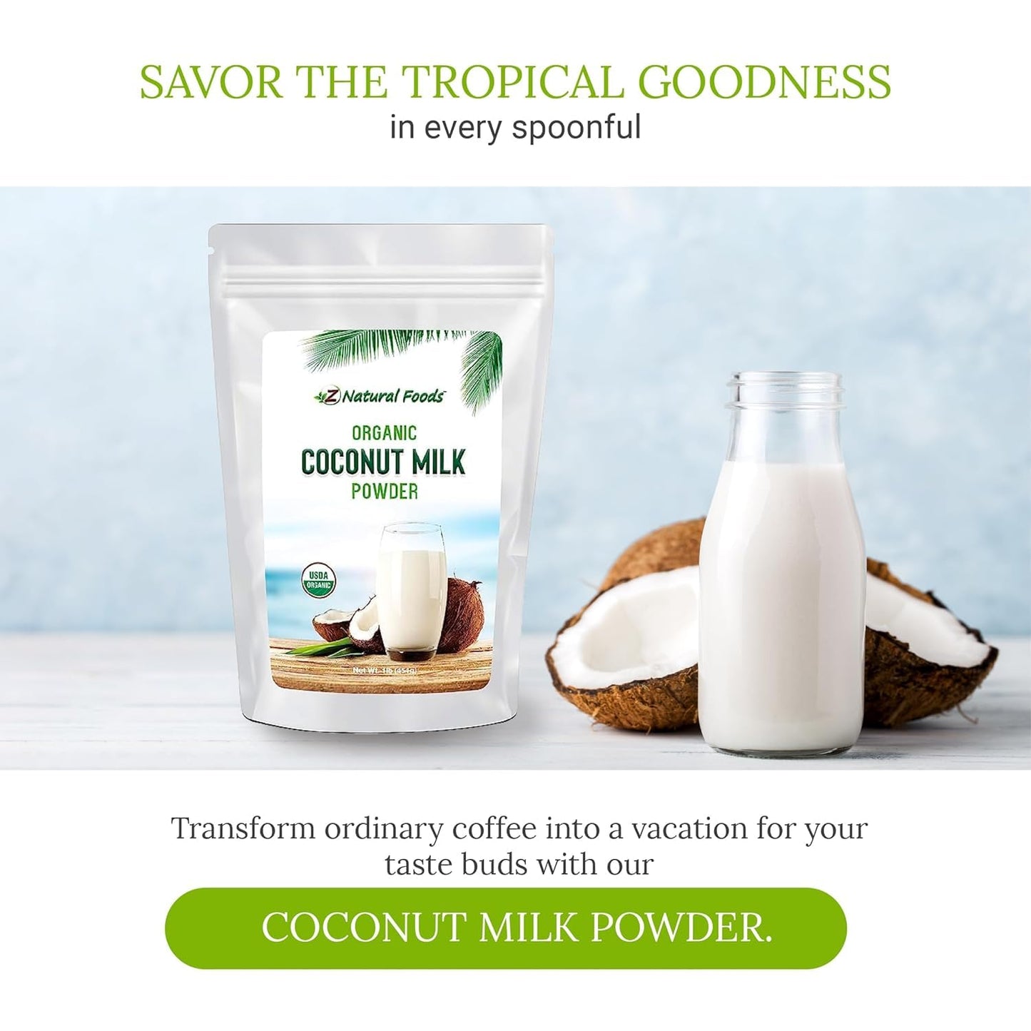 Z Natural Foods Coconut Milk Powder, 100% Powdered Milk, Non-GMO, Gluten-Free, Kosher-Certified, Organic Coconut Milk Powder, 2