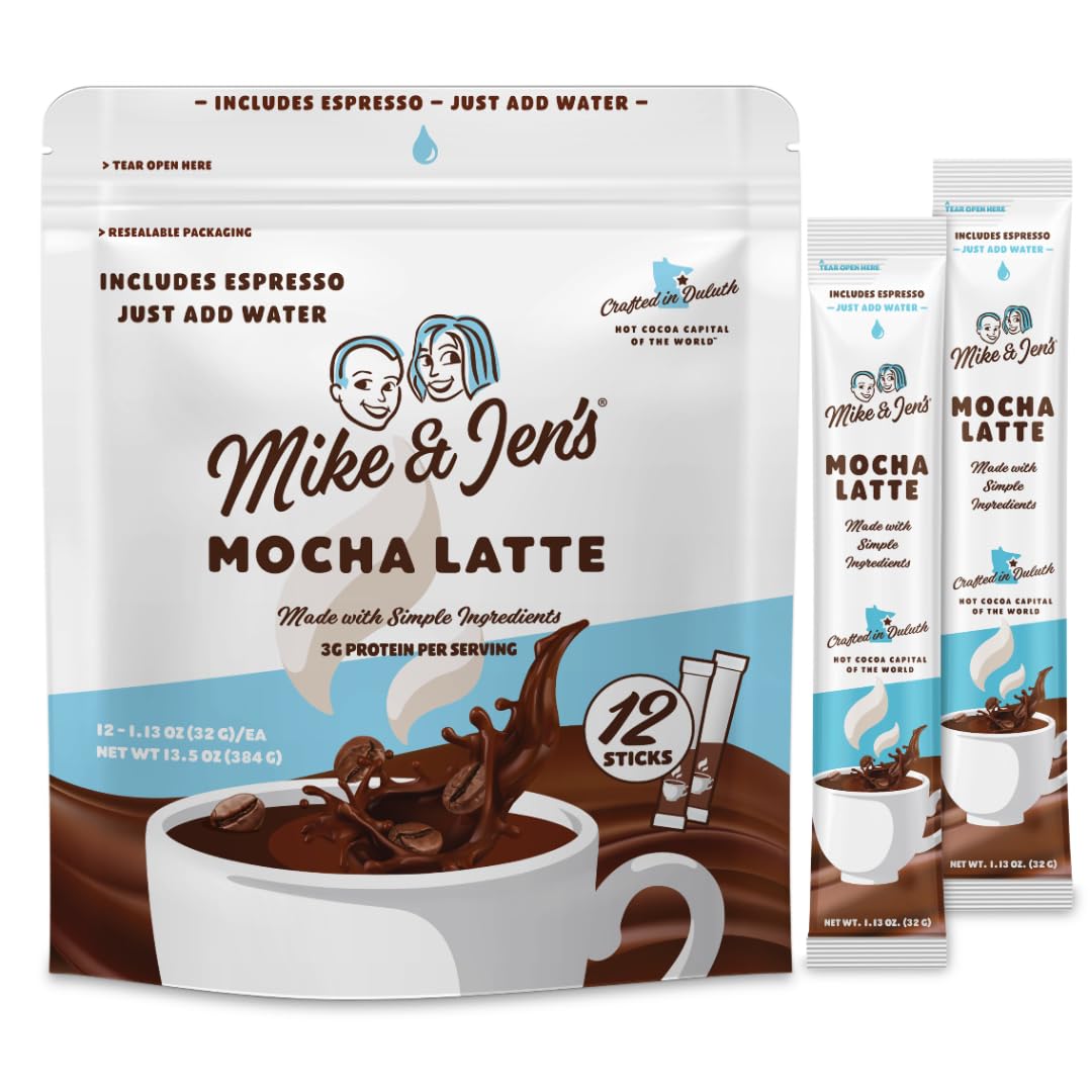 Mike & JenS Mocha Latte Mix  12 Sticks  3G Protein Per Serving  Just Add Water  Crafted In Duluth  Mn