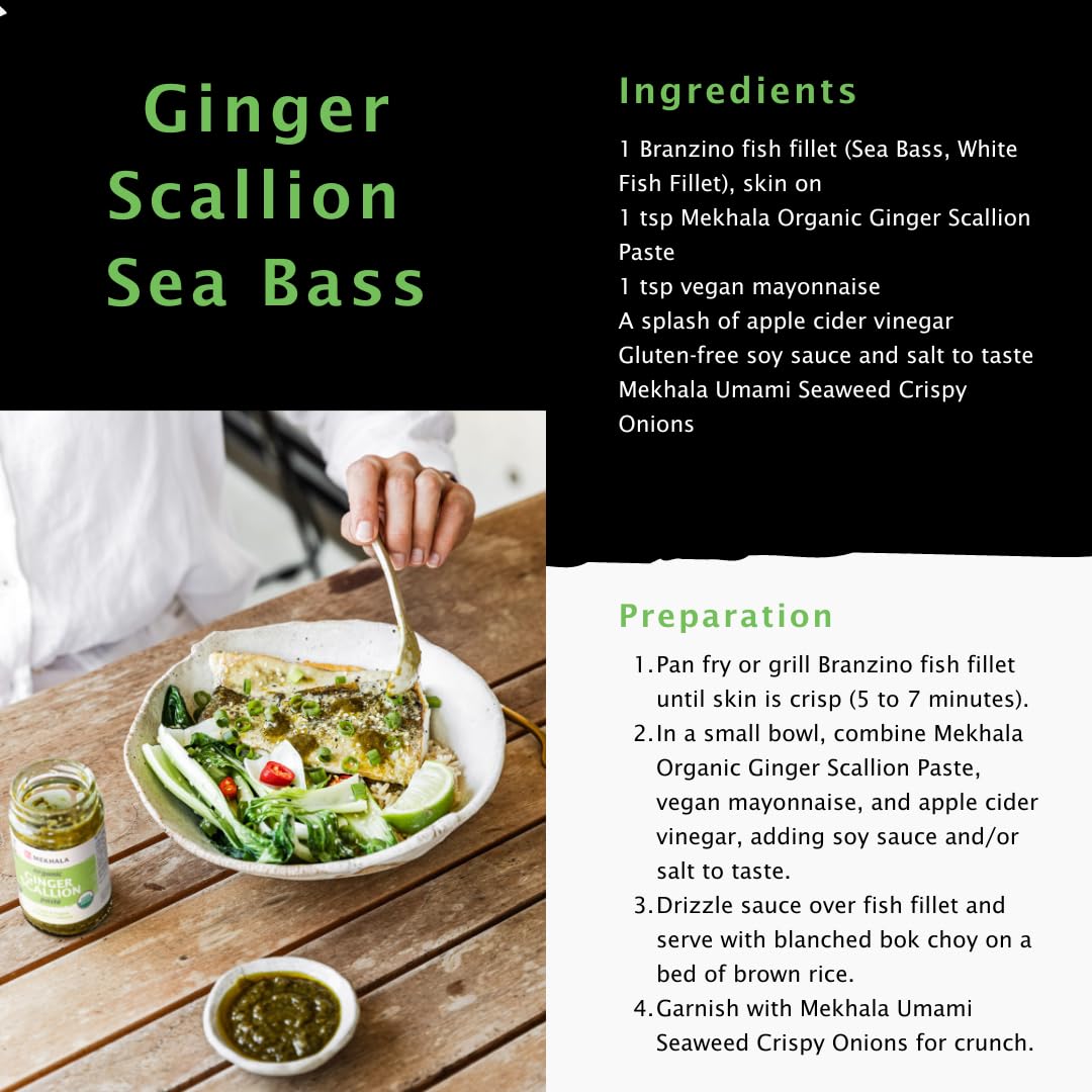 Mekhala Organic Gluten-Free Ginger Scallion Paste For Cooking| Asian Vegan Plant Based Sauce For Marinade, Stir Fry, Vegetables-