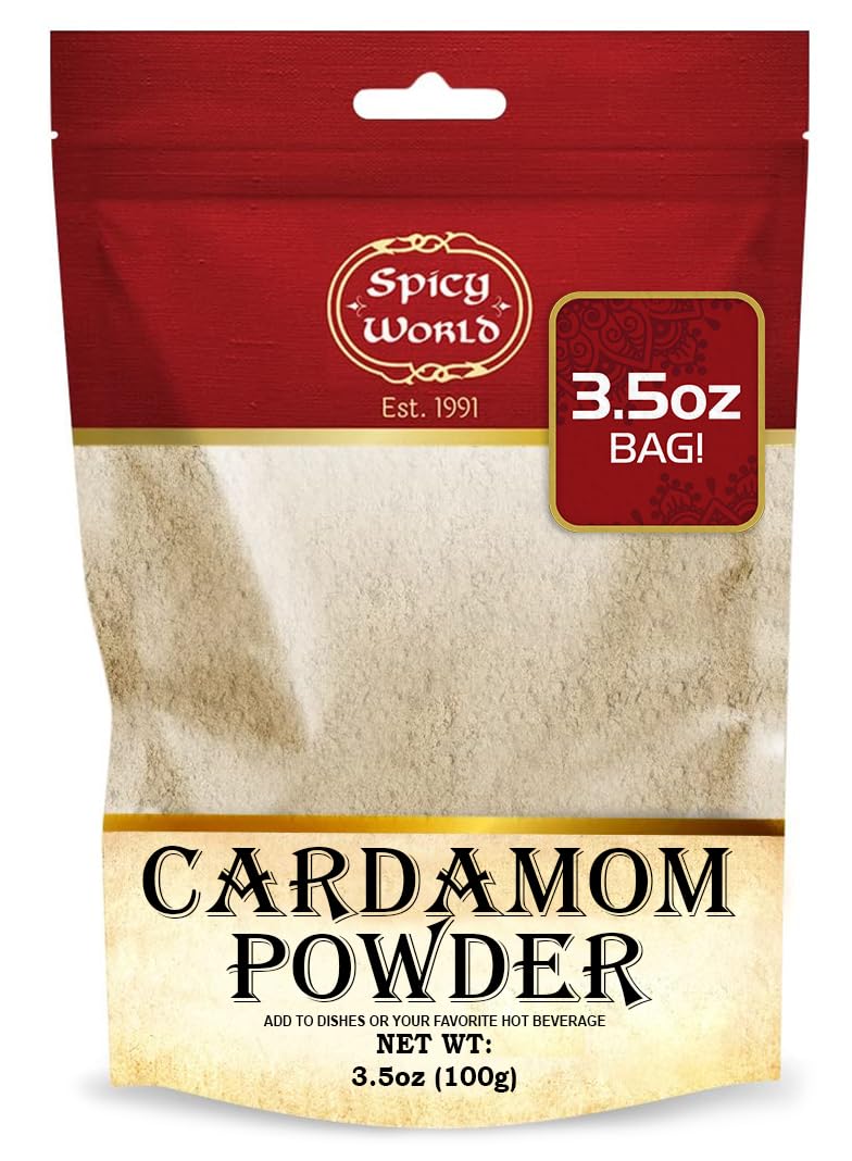 Spicy World Ground Cardamom Powder (Cardamon) 3.5 Ounce Bag