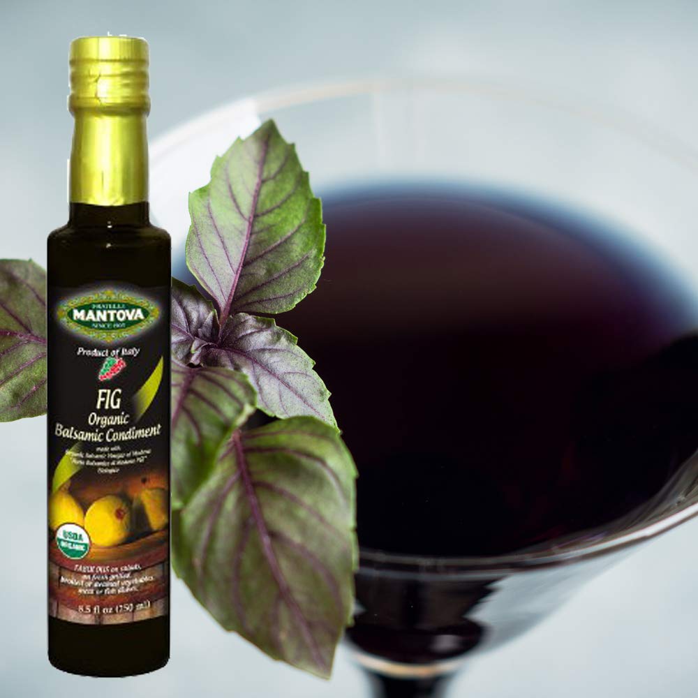 Mantova Organic Fig Balsamic Vinegar Of Modena, Perfect For Salad Dressing, Pasta Salad, Ice Cream And Cocktails, 8.5 Oz