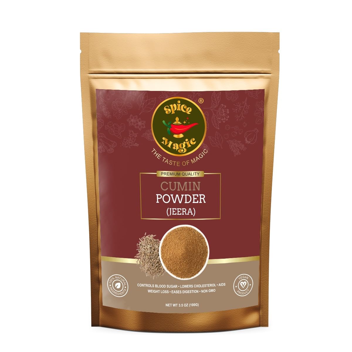 Spice Magic Cumin Powder (Jeera Powder) ~ 100% Pure, Aromatic & Natural I Gluten-Free I Non-GMO I Indian Origin (3.5oz (100 g) 1