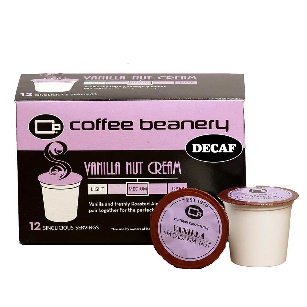 Coffee Beanery Vanilla Macadamia Nut Decaf Coffee Pods - 12ct Medium Roast Arabica Coffee
