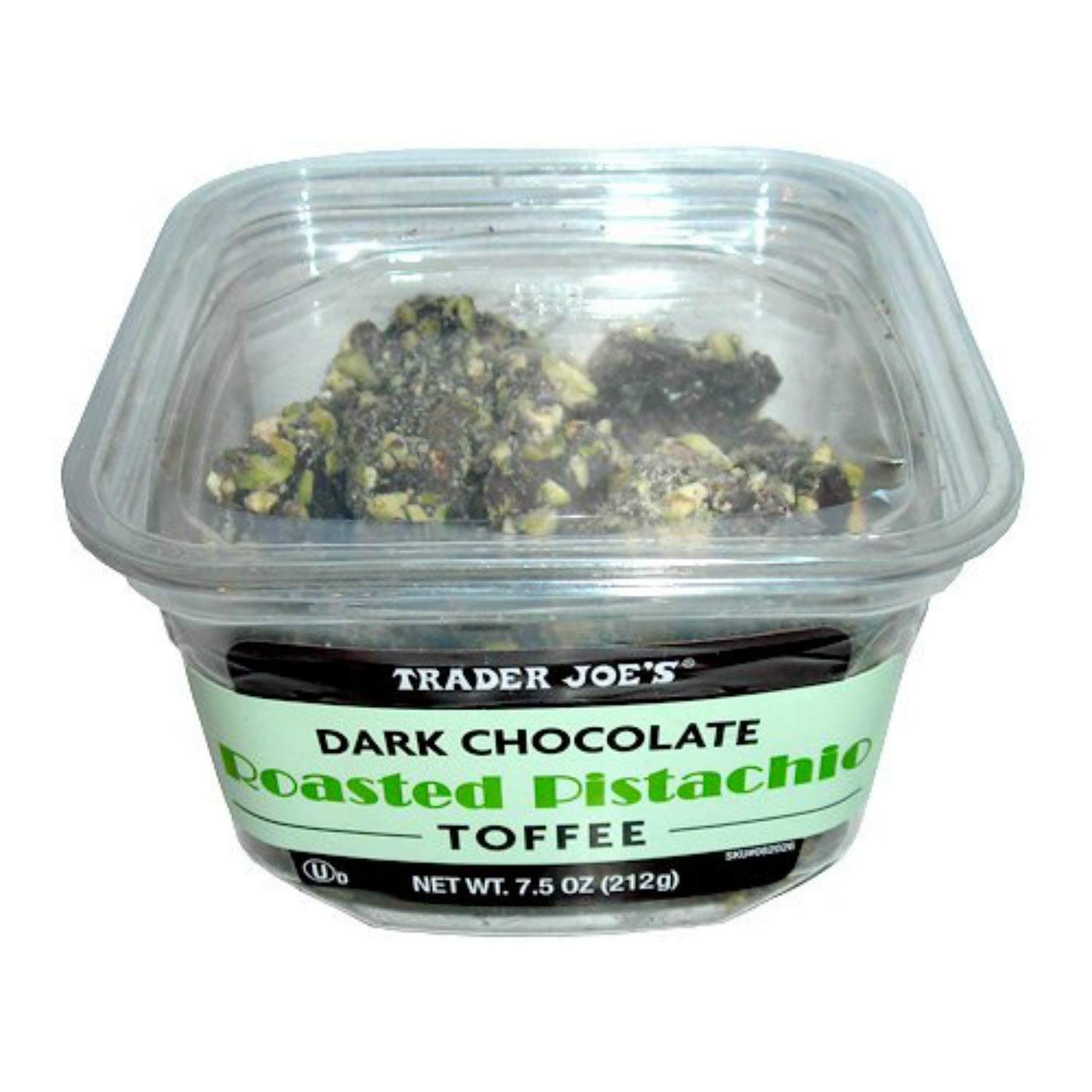 Trader Joes Dark Chocolate Roasted Pistachio Toffee, 7.5 oz.