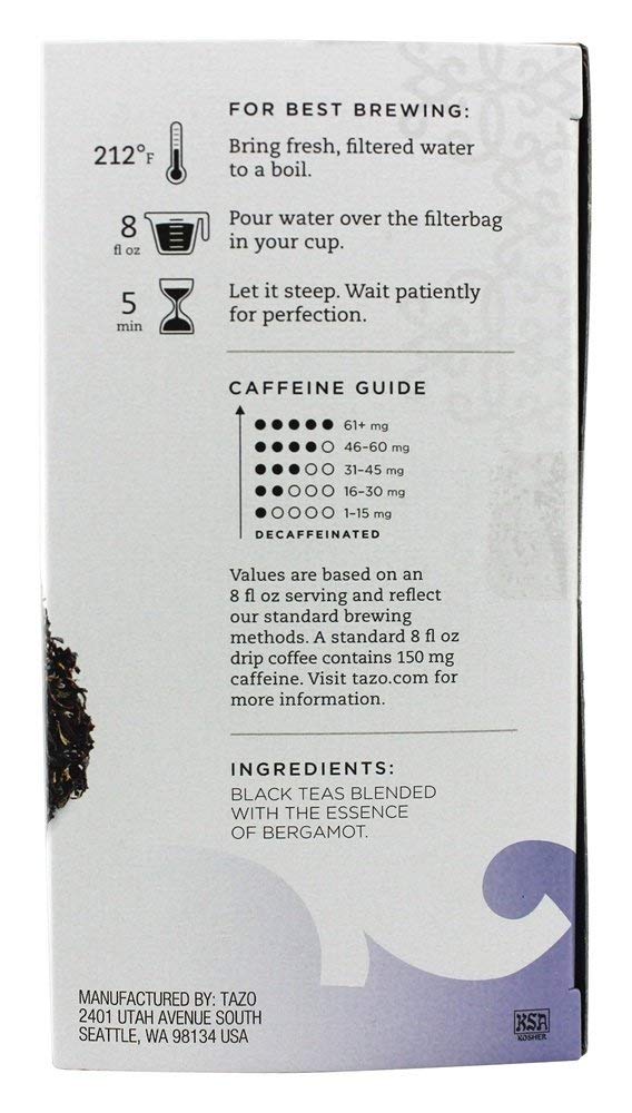 Tazo All Natural Black Tea Earl Grey -- 20 Tea Bags ( 3 Pack)