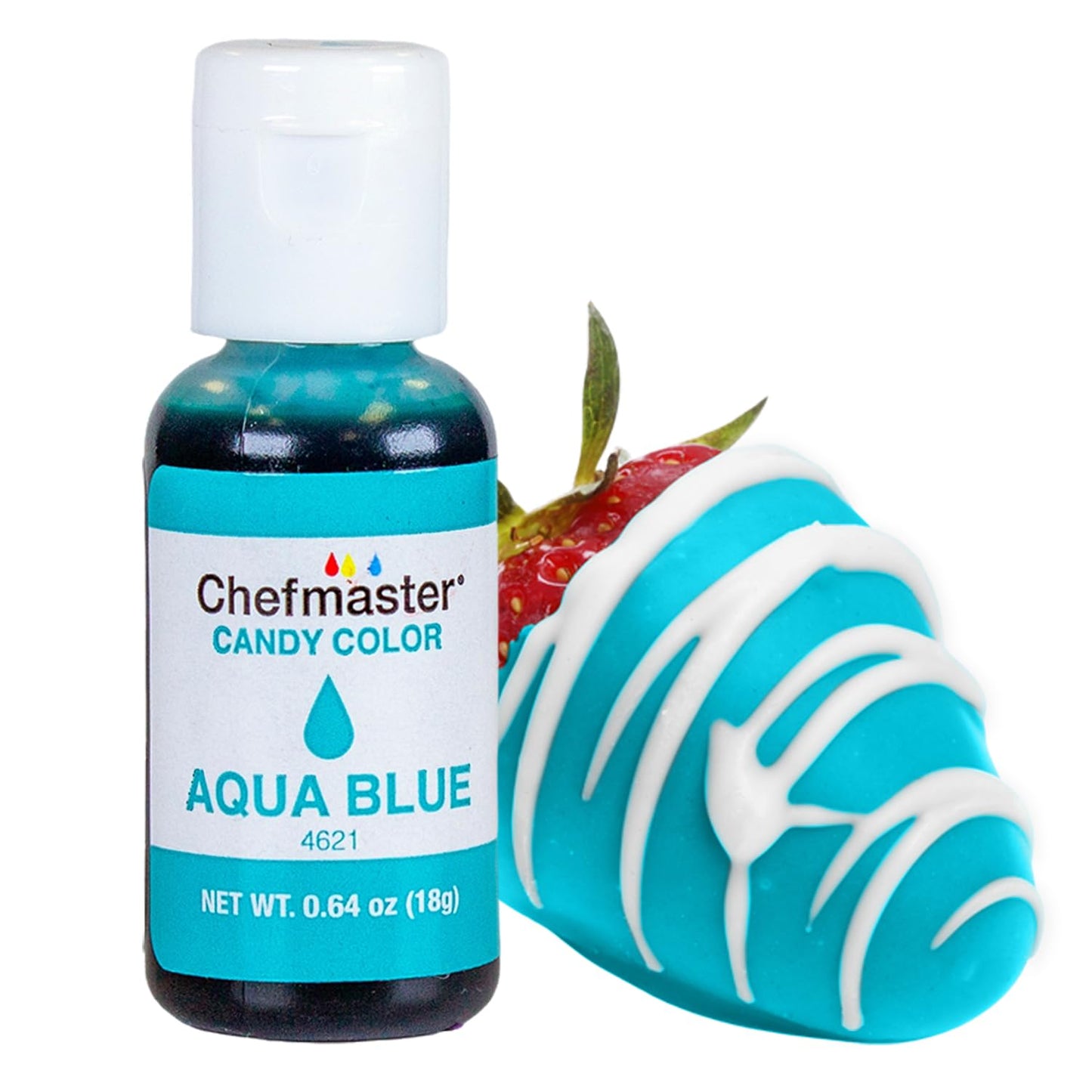 Chefmaster Aqua Blue Candy Color | True-Tone Shades | Oil-Based | Professional-Grade Dye | Chocolate, Strawberries, Cake Pops | 