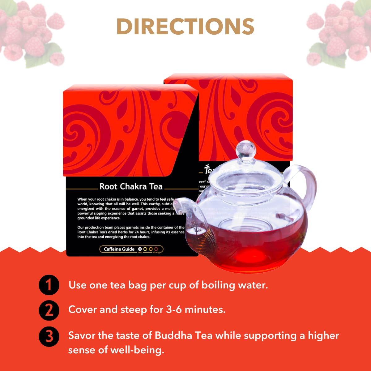 Buddha Teas - Root Chakra Tea - Organic Herbal Tea - For Security & Stability - With Ashwagandha Root, Raspberry Leaf, Cloves &