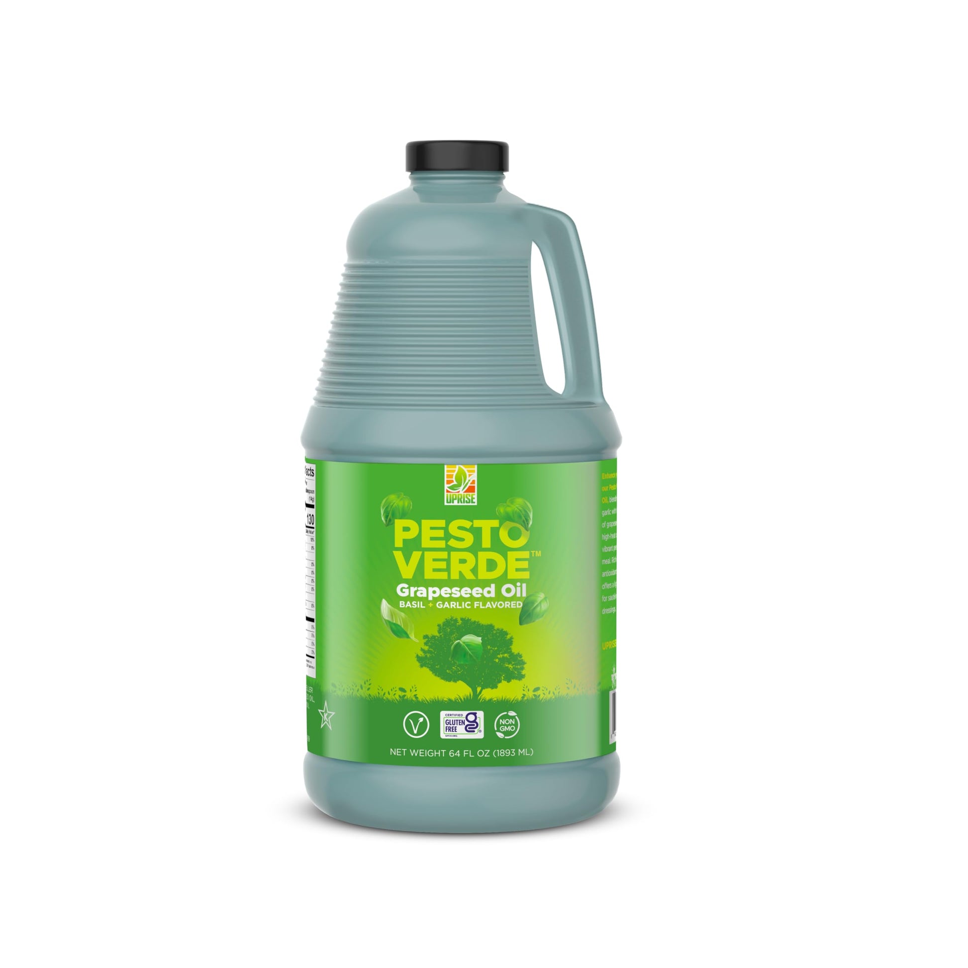 Pesto Verde Grapeseed Oil 64 OZ (High Smoke Point, Gluten-Free, Non-GMO, Healthy EVO Alternative)