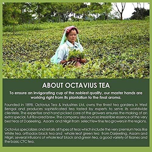 Octavius - Assorted Tea Variety Pack In Tile Motif Design Wooden Box | 6 Flavors, 60 Tea Bags | Black & Green Tea | Tea Gifts For Women & Men