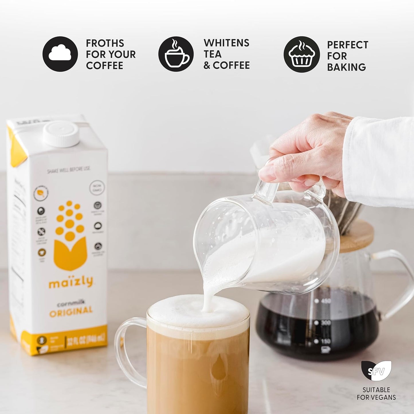Maizly Original Corn Milk, Plant-Based Drink Made with Non-GMO Ingredients, Less Sugar, Gluten & Dairy-Free Alternative to Whole