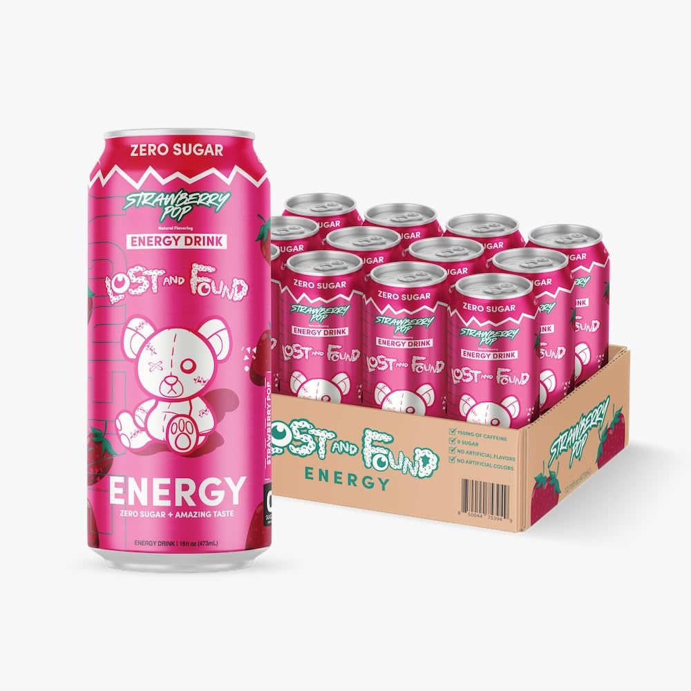 Lost and Found Energy Drink, Sugar Free, 150mg Caffeine, Vegan, 16oz, 12-Pack