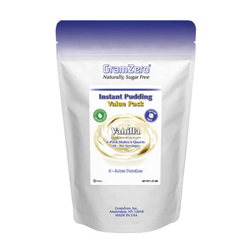 Gramzero Vanilla Sugar Free Pudding Mix 6-Pack, Great For Nutrition Club Meal Replacement Shakes, Low Calorie Dessert, Stevia Sw