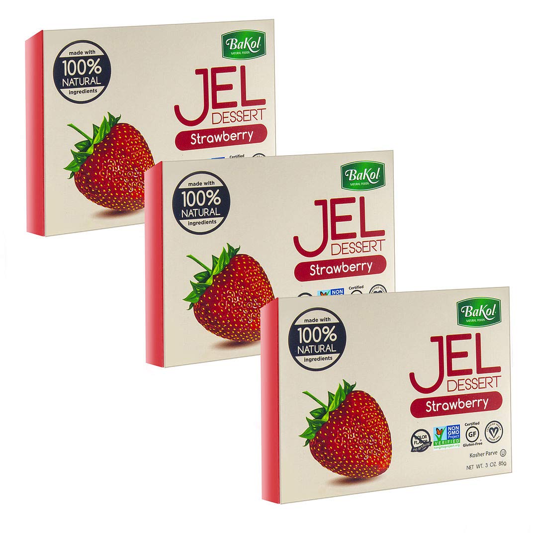 Bakol Jel Dessert - All Natural Vegan Dessert Mix - Kosher - Halal - No Artificial Sweeteners Flavors Or Colors - Strawberry Fla