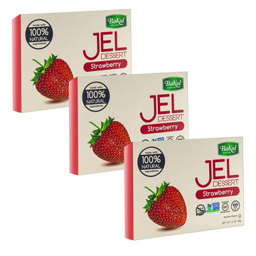 Bakol Jel Dessert - All Natural Vegan Dessert Mix - Kosher - Halal - No Artificial Sweeteners Flavors Or Colors - Strawberry Fla