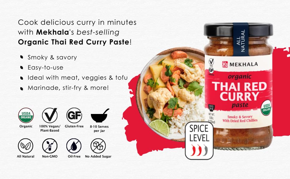 Mekhala Organic Thai Red Curry Paste, 3.53 oz
