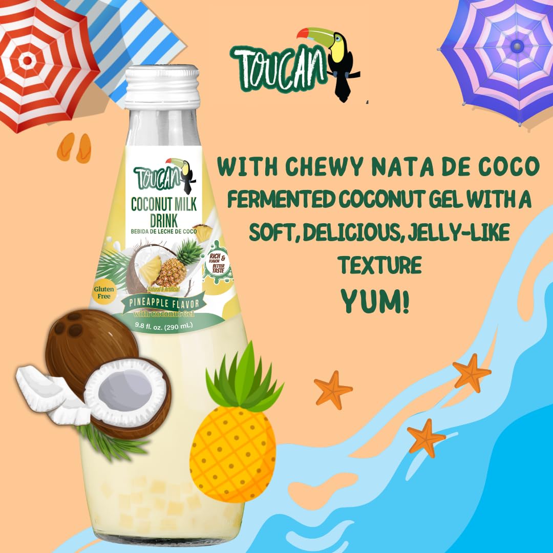 Pocas Coconut Milk Drink with Nata De Coco, Pineapple Flavor, 9.8 Fl Oz (Pack of 4)