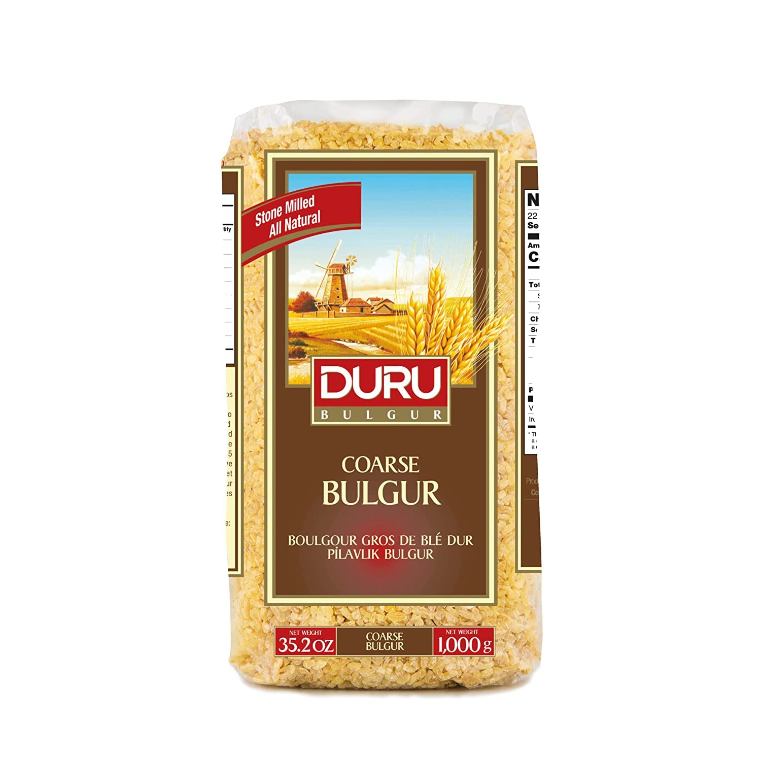 Duru Coarse Bulgur for Pilaf- 2.2lb (1000g), Wheat Berries, 100% Natural and Certificated, High Fiber and Protein, Non-GMO, Grea